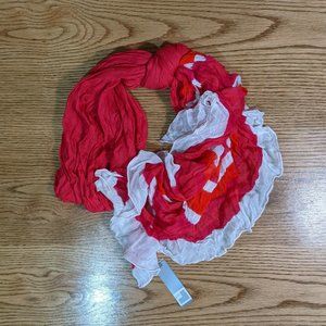 NWT New JC Penny JCP Pink Orange White Patterned Scarf Spring Lightweight Preppy